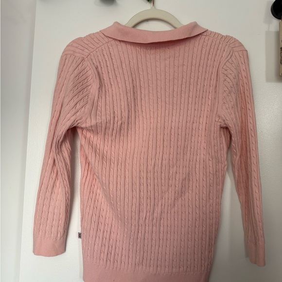 Chaps Light Pink V-Neck Cable Knit Sweater - Picture 6 of 6